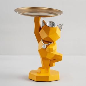 Oferta de Fábrica: Bandeja Decorativa de Resina con Gato de la Suerte Geométrico Pintado a Mano, Adorno de Mesa, Almacenamiento y Decoración para el Hogar - Product Image 2