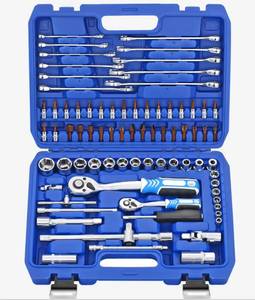 Nouvel ensemble d'outils Steeltreks, stock d'usine en gros, 78 pièces, clé dynamométrique 72 dents, jeu de douilles et embouts 1/2" 3/8" 1/4" pour auto, kit d'outils - Product Image 1