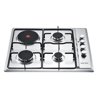 Table de cuisson encastrable 3 feux gaz et 1 plaque électrique en acier inoxydable pour usage domestique – Vente en gros usine