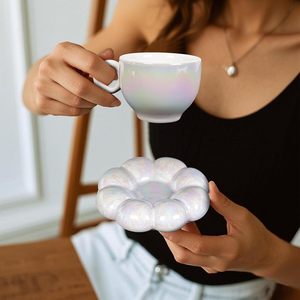 Coffees Saueer Macaron Glaze <b>Saucer</b> Afternoon Camellia Tea Porcelain Pottery Ceramic Drinking Sun Flower Mug <b>Cup</b> and Plates - Product Image 2