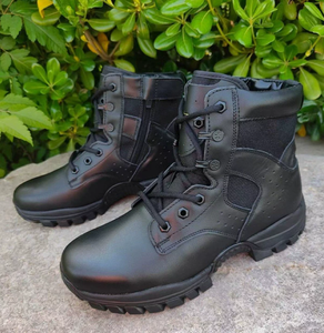 Botas de senderismo negras de cuero TSB801 con cremallera lateral, hechas de cuero vacuno y suela de caucho MD + PU, cómodas, personalizables OEM ODM. - Product Image 4