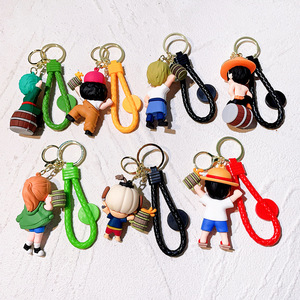 Vente en gros de porte-clés en caoutchouc 3D Anime <span class=keywords><strong>Luffy</strong></span>, porte-clés en PVC silicone, jouet cadeau - Product Image 2
