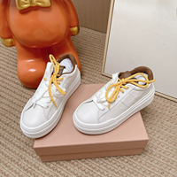 Baskets blanches à plateforme pour femme, style designer, de haute qualité, à double lacet, en cuir, décontractées, pour la marche quotidienne
