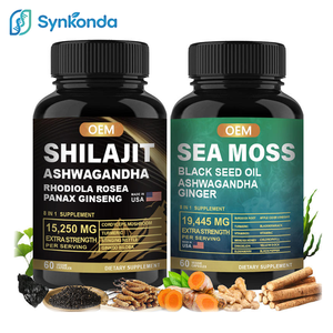 แคปซูลชุดรวมสารสกัดจากสาหร่ายทะเล ชิลลาจิต น้ำมันเมล็ดดำ อะชวาแกนธา โรดิโอลา โรเซีย บาร์ด็อค ขมิ้น ขิง อาหารเสริมออลอินวัน - Product Image 1