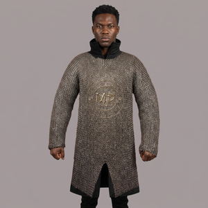 Stainless Steel 9mm Chainmail Shirt-Silver-Plated Flat Ring <b>Riveted</b> Antique Modern Armor - Product Image 1