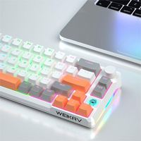 Teclado Mecánico para Juegos 0713FX de 68 Teclas, Inalámbrico, Recargable, de Bajo Precio, para Computadora Portátil, de Escritorio, DIY, Mini, con Retroiluminación LED RGB, USB-C, Azul