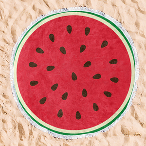 Serviettes de plage en microfibre, été, haute qualité, vente en gros, couverture personnalisée à motif pizza, fruits imprimés, grande serviette à pompons, séchage rapide, sans sable - Product Image 2