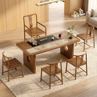 Table à thé Gongfu minimaliste moderne avec ensemble de chaises, table basse de luxe en pierre frittée pour la maison, le balcon et le salon