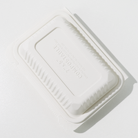Contenants alimentaires jetables en amidon de maïs biodégradable sans PFAS, 600 ml, 7x5 pouces, compatibles micro-ondes, avec couvercle, pour la maison, les restaurants, les bars et les hôtels
