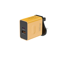 Adaptador de Corriente USB C de Alta Calidad con Enchufe para Reino Unido, UE y EE. UU., 38 W, Cargador Rápido con 1 Puerto USB C + 1 Puerto USB A y Cable Tipo C