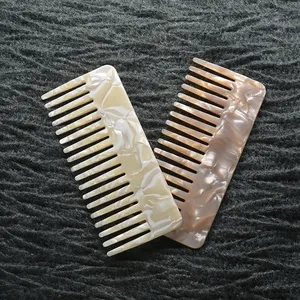 4mm Korean Stylish Resin Custom Logo Massage Wide Tooth Hair Cellulose Acetate Comb