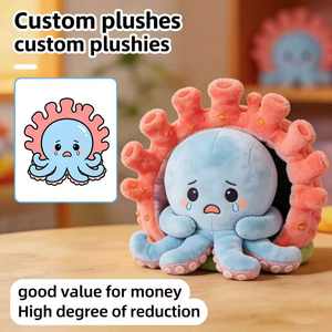 Peluche Interactivo Personalizable de Pulpo Tímido Escondido en Coral Desmontable para Alivio de la Ansiedad con Refugio Extraíble y Textura Personalizable - Product Image 1