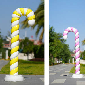 Prix d'usine : Sculpture géante en fibre de verre en forme de sucette canne à sucre, <span class=keywords><strong>grande</strong></span> statue en résine colorée pour la décoration d'événements festifs et de Noël - Product Image 4