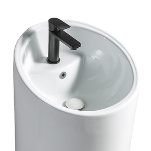 Lavabo de <span class=keywords><strong>Pedestal</strong></span> Moderno de Una Pieza <span class=keywords><strong>con</strong></span> Desagüe, Lavamanos de Cerámica para Baño - Product Image 5