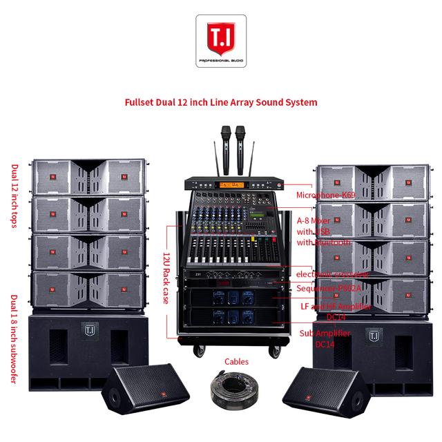 VT4888 New Design Dual 18'' Inch Bass High Power 1000W 12 Inch Line Array Metal Tops Speaker Audio DJ Sound System