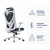 Chaise de bureau ergonomique minimaliste en tissu, vente en gros fabricant, avec porte-manteau amovible et dossier lombaire réglable, pour cadre