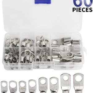 Terminales de anillo plateados, 60 piezas, conectores de cable de cobre puro SC6 serie 25, 12-66 AWG, para cableado eléctrico - Product Image 2