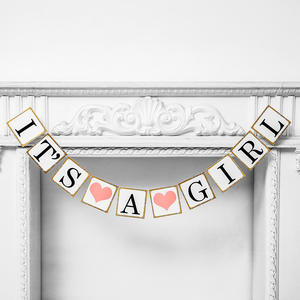 Bannière vintage or bord bébé douche <span class=keywords><strong>baptême</strong></span> <span class=keywords><strong>baptême</strong></span> faveur papier lettre photographie bannière pour bébé fille - Product Image 2