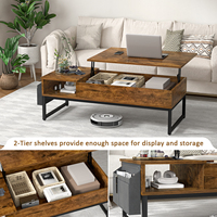 Table basse relevable avec rangement, structure en bois, design multifonctionnel et portable pour salon