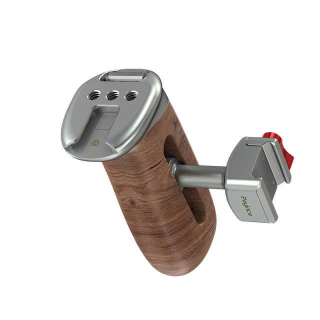 Poyinco Camera Handle Wooden Grip Aluminum Alloy Universal Quick Release Side Mount For DSLR Camcorder Accessories