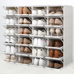 海兴最新设计透明3层抽屉鞋盒塑料可堆叠鞋盒OEM/ODM