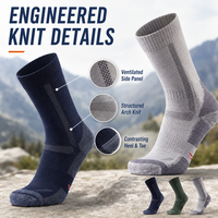 Chaussettes de compression antidérapantes pour hommes - Matière Spandex/Nylon/Coton respirante - Chaussettes de randonnée d'hiver avec logo dessiné à la main