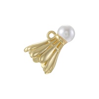 Pendentif JINYUAN en cuivre en forme de volant de badminton et de raquette de tennis de table avec breloques sphériques pour la fabrication de bijoux