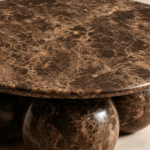 Modern <strong>Brown</strong> Marble Center <strong>Table</strong> Dark Emperador Round <strong>Table</strong> Natural Stone Coffee <strong>Table</strong> for Luxury Living Room Decoration - Product Image 3