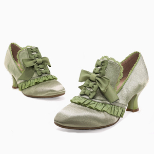Chaussures de ballet en soie pour femmes, sandales de danse à talons bas pour filles, escarpins à nœuds croisés sur le devant - Product Image 2