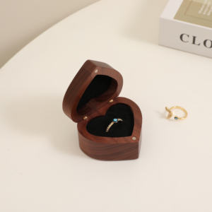 Caja de Almacenamiento Mini de Madera Maciza de Estilo Retro de Lujo, Caja de Regalo Portátil de Terciopelo y Cuero PU para Joyas, Collares, Pendientes y Anillos - Product Image 5