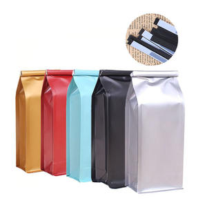 أكياس قهوة من رقائق الألومنيوم متعددة الألوان بقاع مسطح مع صمام وشريط قصدير، متوفرة في المخزون وقابلة للتخصيص - Product Image 1