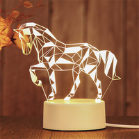 Lampe de Table acrylique à LED 3D, Illusion créative, dessin animé, veilleuse, luminaire décoratif, idéal pour la chambre d'un enfant, une Table de noël
