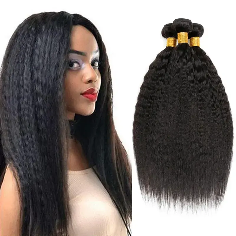 Wholesale cuticle aligned virgin brazilian hair extensions bundle, kinky straight human hair weave vendors for black women
