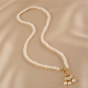 Collar de Perlas Naturales de Agua Dulce para Mujer con Cierre OT, Cadena de Clavícula con Cuentas Enhebradas, Estilo Retro y Lindo, Regalo para Novias - Product Image 4