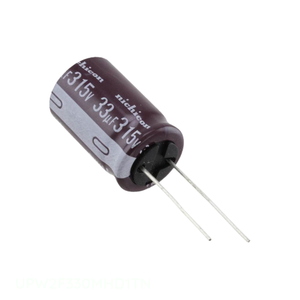Condensateur à traversée de canal, fabriqué par le fabricant, CAP ALUM 33UF 20% 315V RADIAL TH UPW2F330MHD1TN 33 uF - Product Image 1