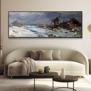 Illustration <span class=keywords><strong>d</strong></span>'hôtel personnalisée peinture à l'huile <span class=keywords><strong>paysage</strong></span> <span class=keywords><strong>d</strong></span>'<span class=keywords><strong>hiver</strong></span> dramatique sans cadre avec des coups de pinceau expressifs épais Base en toile faite à la main - Product Image 5