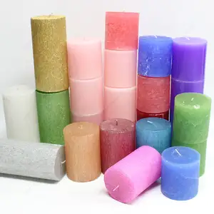 Custom Romantic Birthday Wedding Candles Roman Solid Pillar Candle Wholesale Bulk Ivory White Pillar Wax Candles