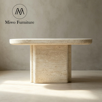 Table console moderne en travertin, table d'entrée rectangulaire en pierre, table d'appoint étroite, base en bloc massif pour salon, couloir