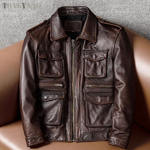 <span class=keywords><strong>Veste</strong></span> en cuir véritable marron vintage TONGYANG pour homme, cuir <span class=keywords><strong>de</strong></span> vache naturel, manteau <span class=keywords><strong>de</strong></span> haute qualité, style <span class=keywords><strong>chasse</strong></span>, grande <span class=keywords><strong>taille</strong></span> 8XL - Product Image 1