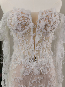 Mily sposa MQW02130 a maniche lunghe con lacci in pizzo 3d abito da sposa sposa abito da sposa - Product Image 5