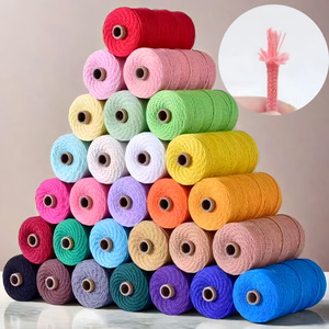 Cordón de algodón de macramé para manualidades, <span class=keywords><strong>tapiz</strong></span> tejido a mano de 3mm y 4mm con acabado trenzado para zapatos, bolsos, ropa, decoración textil para el hogar - Product Image 3
