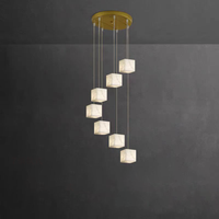 Marbre Design Créatif De Rotation D'escalier Pendentif Lumière Escalier Duplex Villa Lumière De Luxe Espagnol Albâtre Cube Lustre