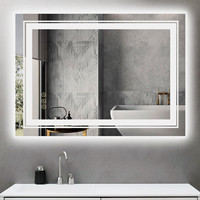 Miroir de salle de bain LED moderne avec interrupteur tactile anti-buée, en stock, en promotion
