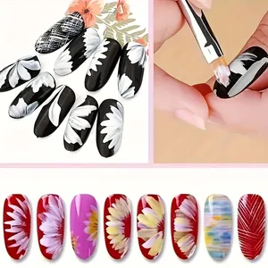 ชุดเครื่องมือเพ้นท์เล็บ 8 ชิ้น พร้อมแปรงไล่สีลายดอกไม้หลากหลายแบบ สำหรับเล็บเจล ชุดทำเล็บ DIY - Product Image 6