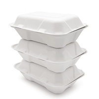 Boîte à hamburger en bagasse de canne à sucre compostable à 100 %, 9*6 pouces |   Boîte alimentaire biodégradable, micro-ondable, recyclable et résistante à la graisse