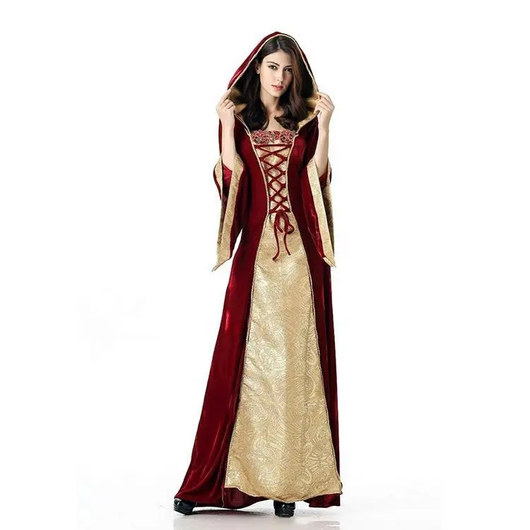 Fantasia da princesa medieval, vestido fantasia europeu medieval para festival e festa, carnaval