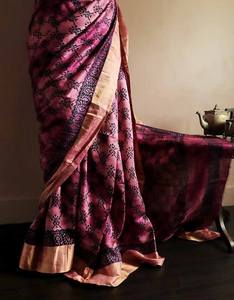 Sari de seda Duppion de la mejor calidad, bloque de mano impreso, estilo indio para bodas, fiestas y festivales de adultos - Product Image 6