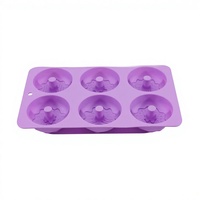 Moule à donuts en silicone de qualité alimentaire, 6 cavités, antiadhésif, résistant à la chaleur, sans BPA, plateau flexible pour four et micro-ondes