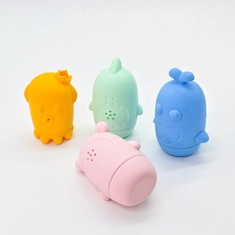 Personalizado de silicona bebé animal forma juguetes de baño conjunto de agua pulverizada Baño de juguete niños de silicona ducha de baño de agua para niños pequeños