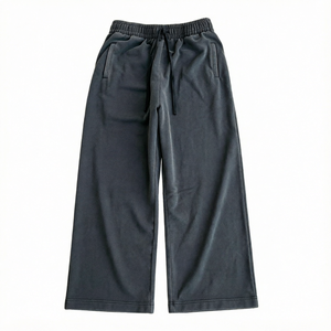 Vintage <b>Men's</b> Sweatpants Drawstring Mid Waist Loose Fit French Terry Acid Washed Casual <b>Trousers</b> - Product Image 1